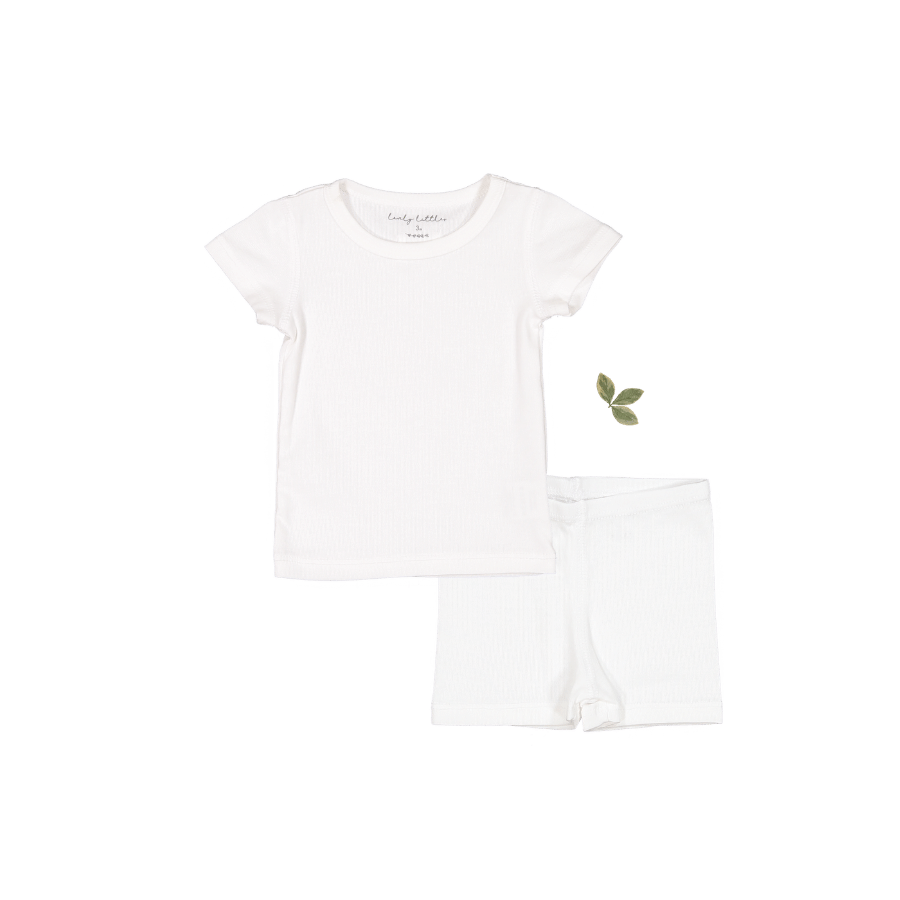 Short Sleeve Tee + Short  Lovely Littles 3m White 