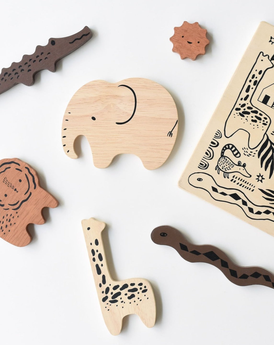 Wooden Tray Puzzle - Safari Animal Kids Toys Wee Gallery   