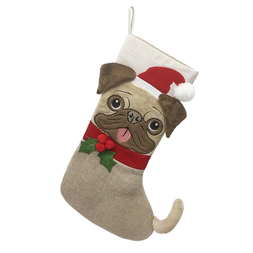 Merry Pug-Mas Christmas Stocking Stocking MON AMI   