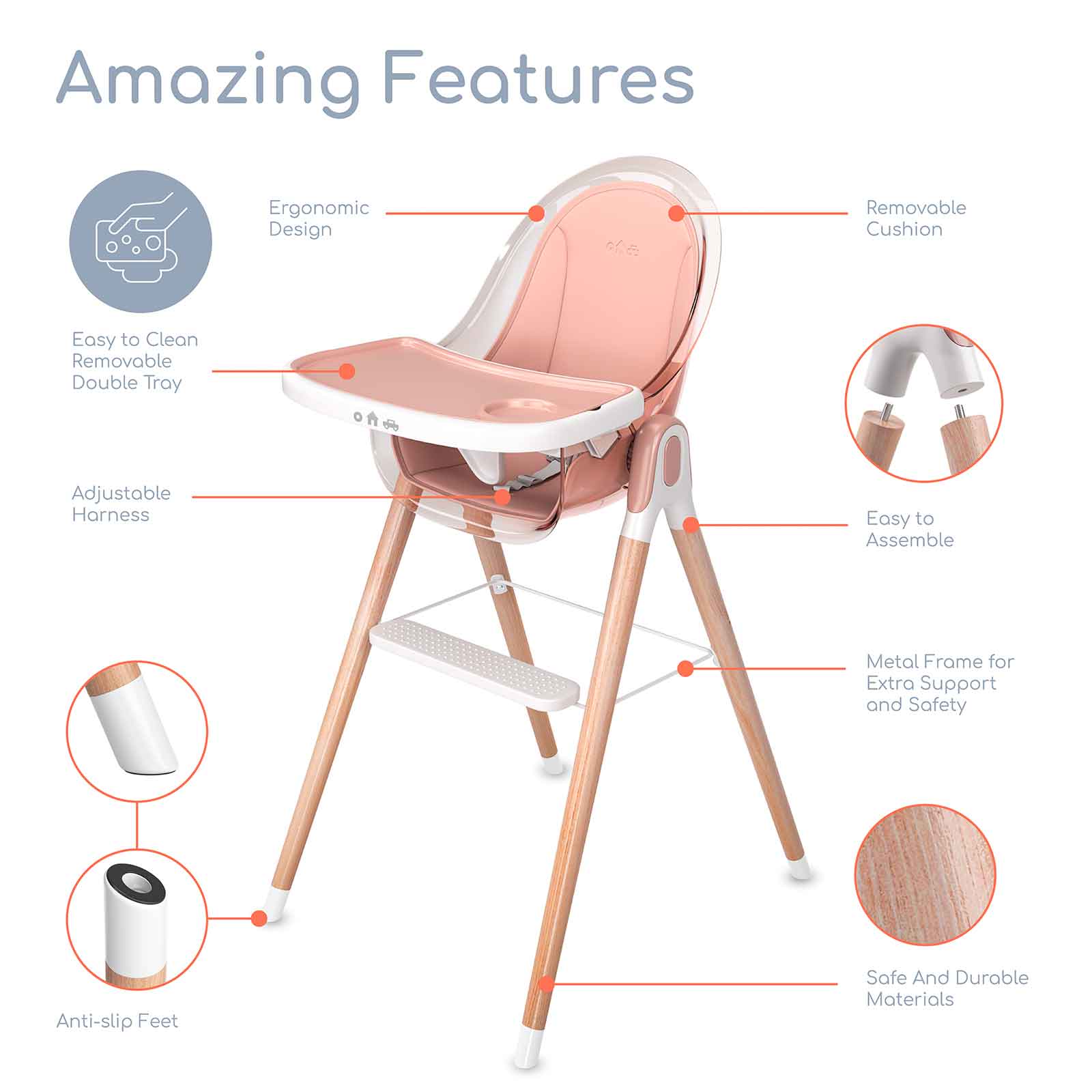 Children of Design 6 in 1 Deluxe High Chair  w/cushion  Children of Design   