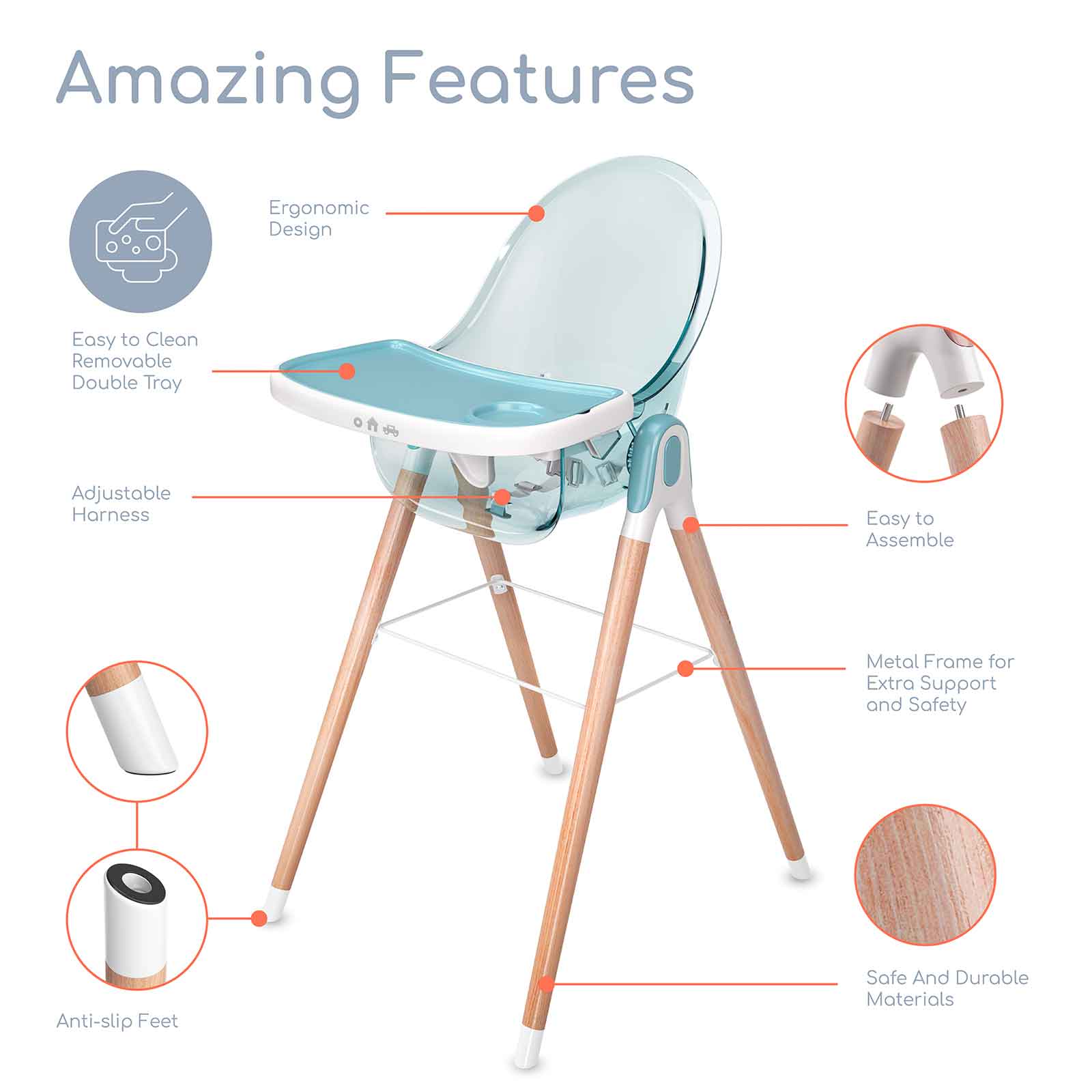 Children of Design 6 in 1 Deluxe High Chair  Children of Design   