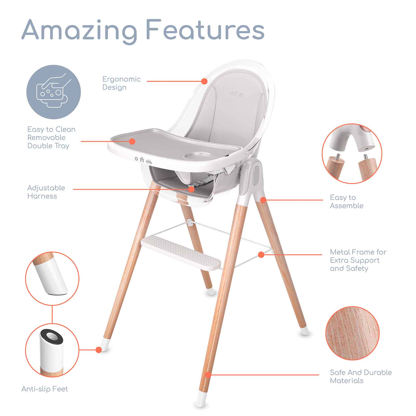 Children of Design 6 in 1 Deluxe High Chair  w/cushion  Children of Design   