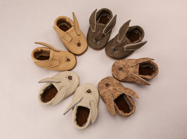 Dovetail & Latte Bunnies // Cute Critters Leather Shoes Baby and Toddler Bunny