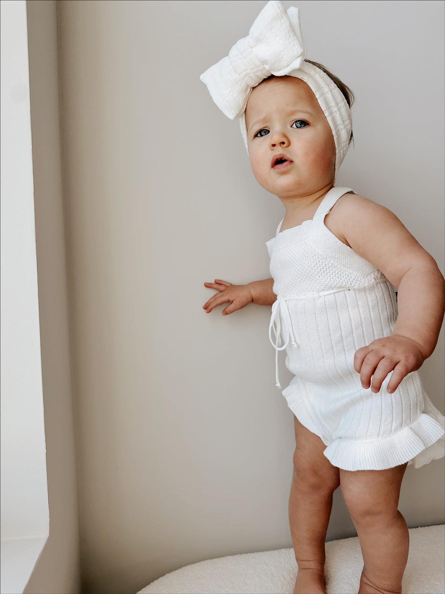 Luna + Luca Sleeveless Ruffle Romper - White  Luna + Luca   