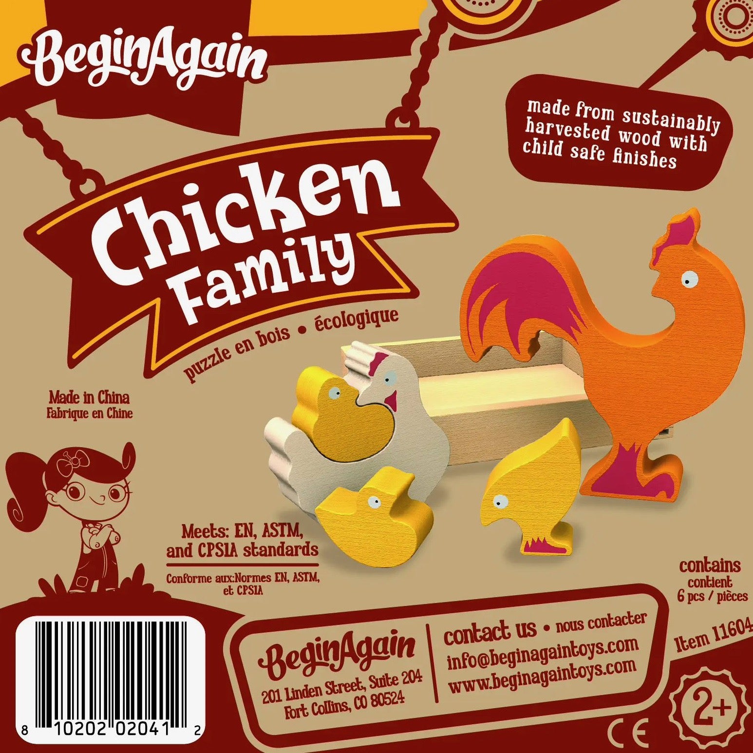 Chicken Family Puzzle Wooden Toys BeginAgain   