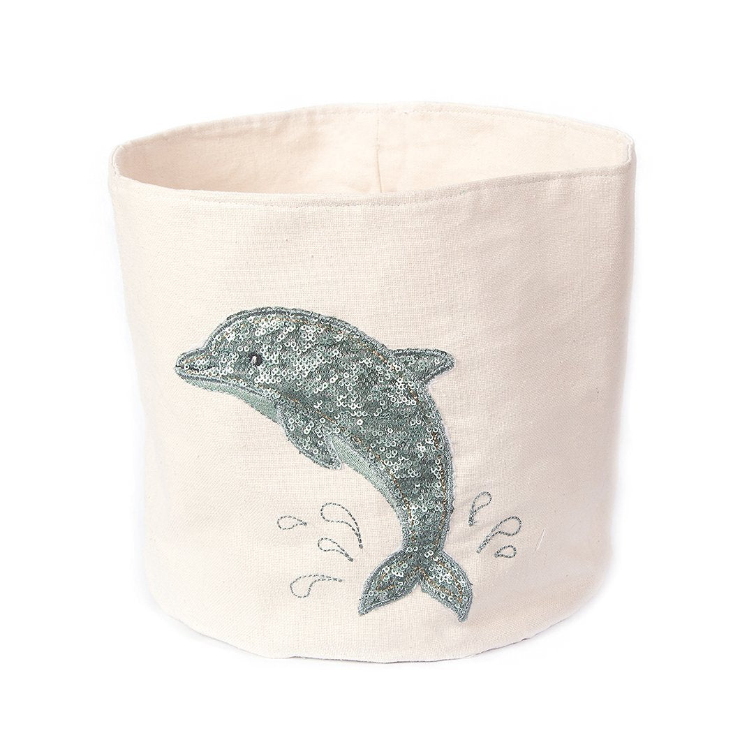 Sequin Dolphin Medium Canvas Storage Bin Storage Bin MON AMI   