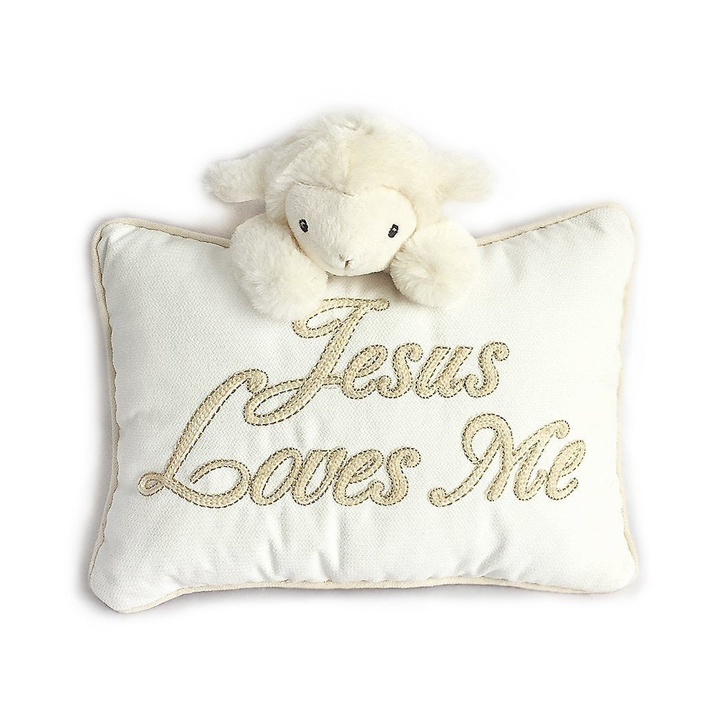 'Jesus Loves Me' Lamb Accent Pillow Room Decor MON AMI   