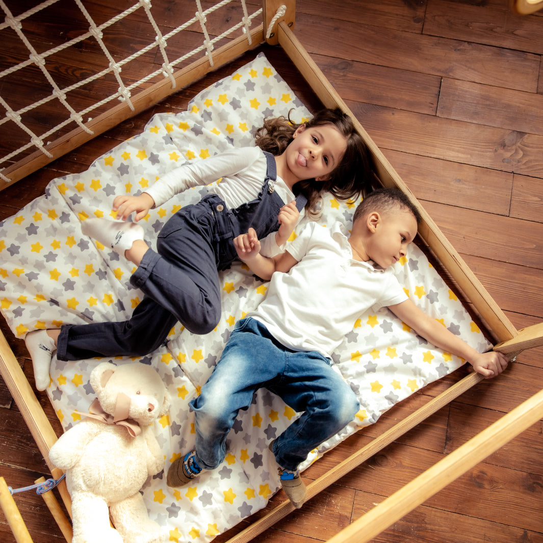 Indoor Wooden Playhouse with Triangle ladder, Slide Board and Swings Playhouses Goodevas   