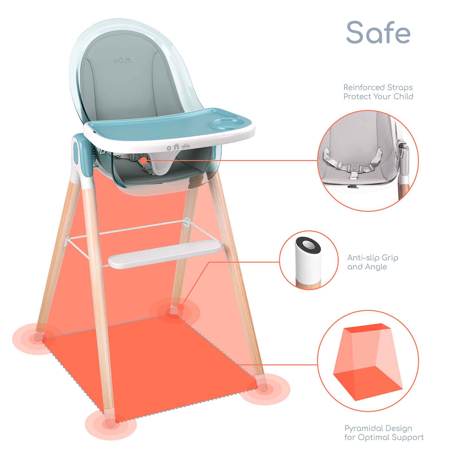 Children of Design 6 in 1 Deluxe High Chair  w/cushion  Children of Design   