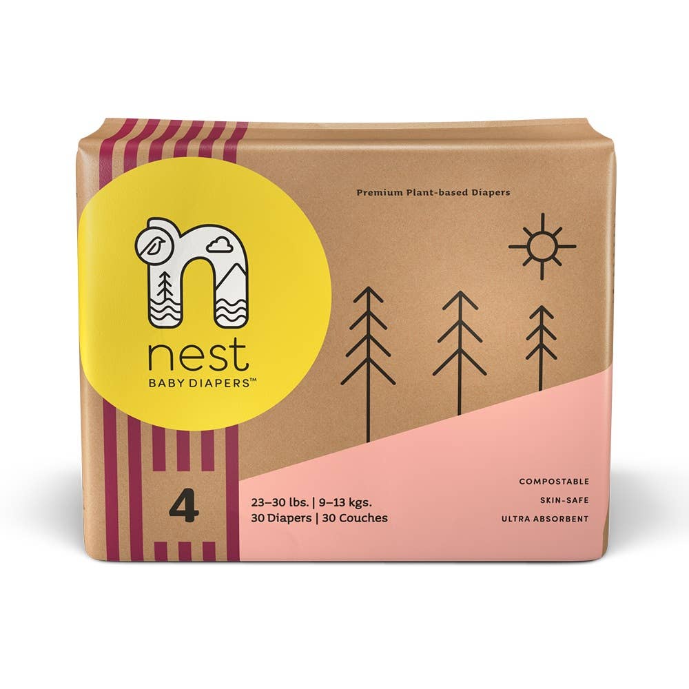 Sustainable Plant Based  Baby Diapers -Size 4 Baby Essentials Nest Diapers   