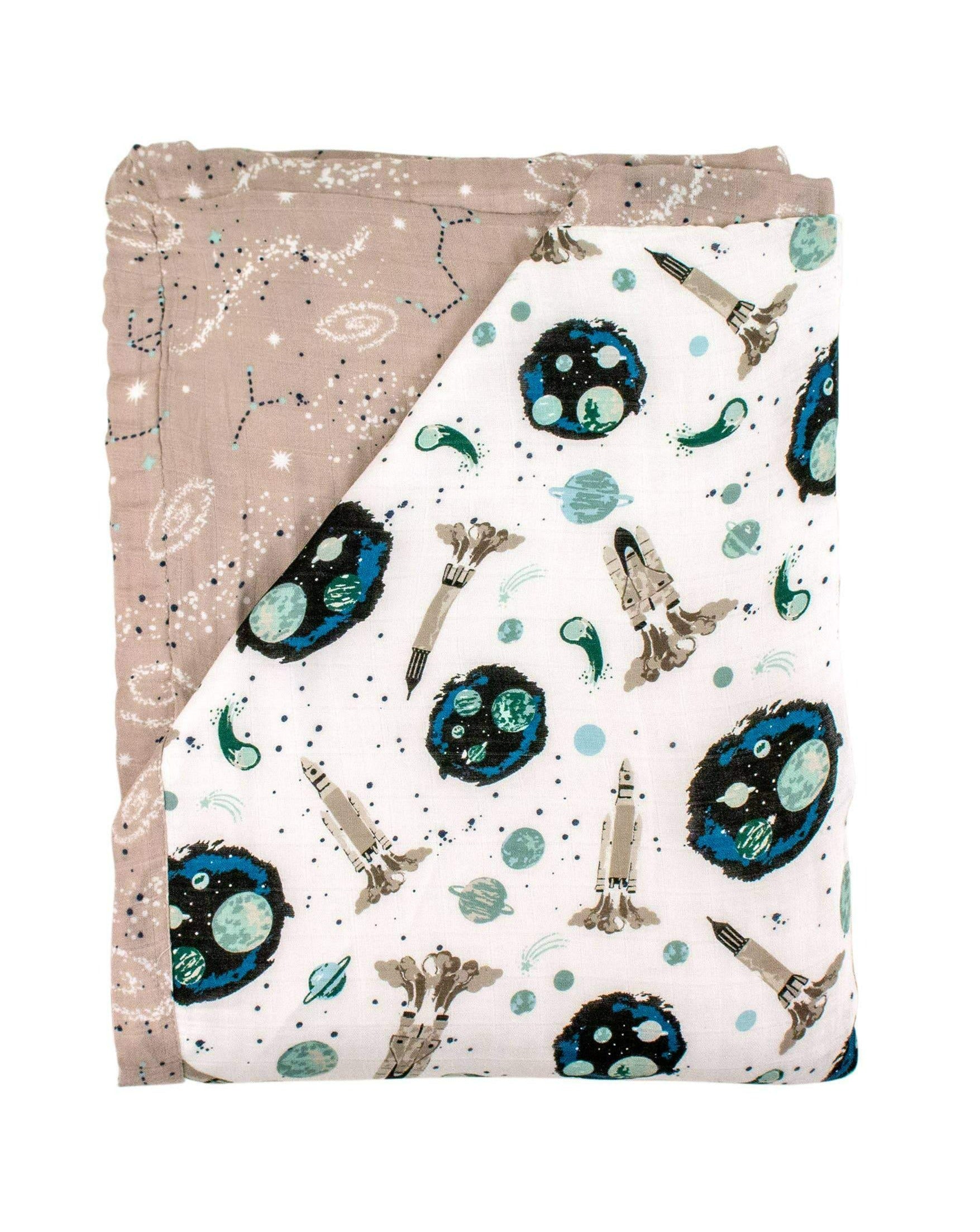 Space & Galaxy Luxury Muslin Snuggle Blanket Baby Essentials Bebe Au Lait   