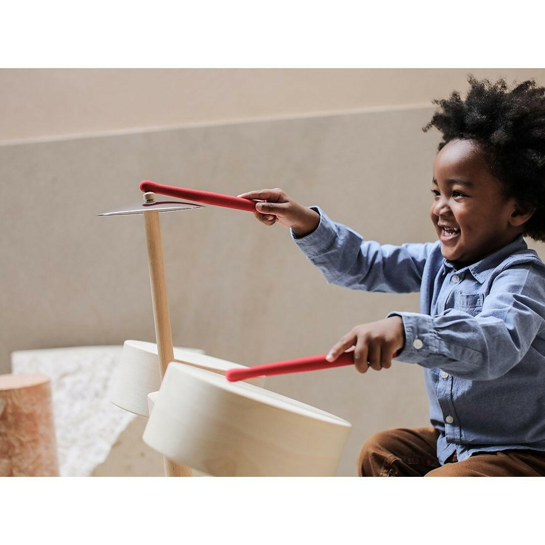 Wooden Drum Set Toy for Toddlers & Children 3+  PlanToys   