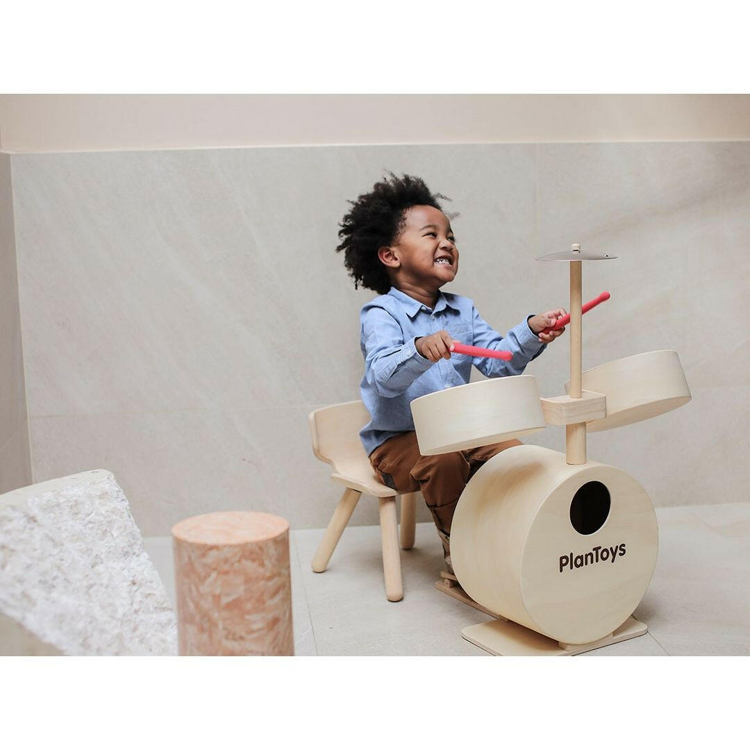 Wooden Drum Set Toy for Toddlers & Children 3+  PlanToys   