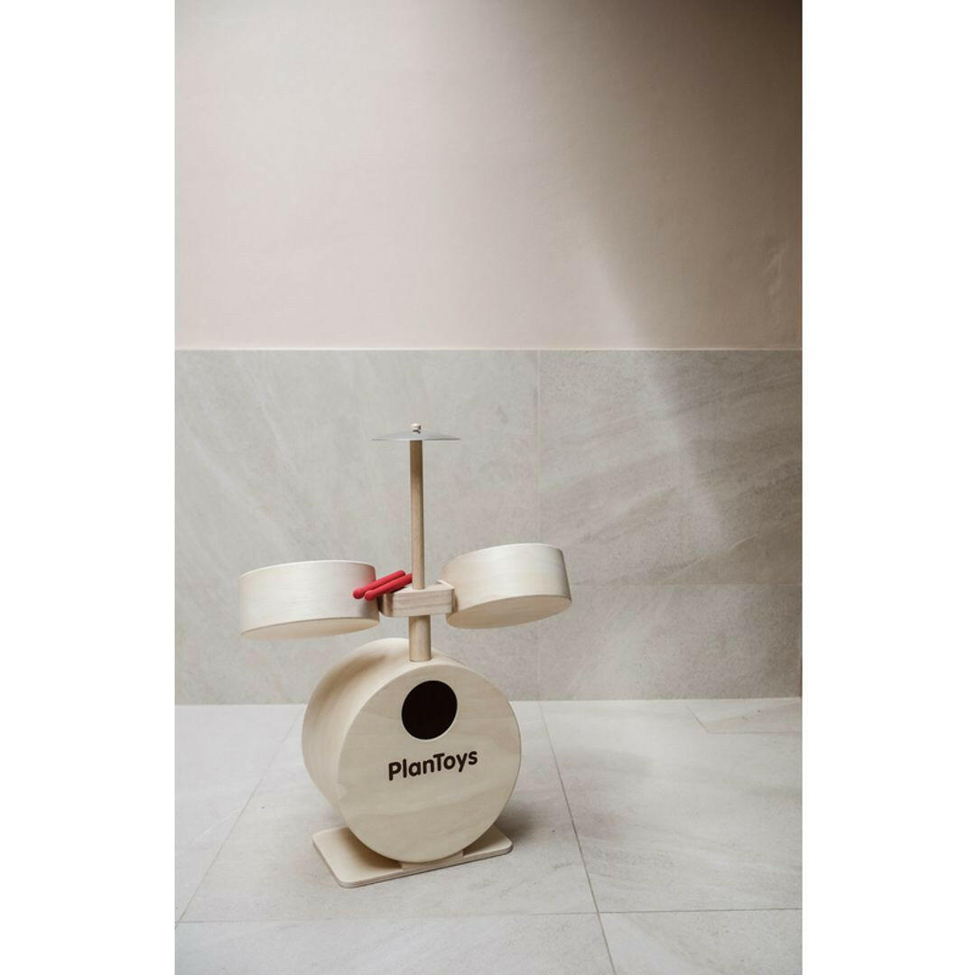 Wooden Drum Set Toy for Toddlers & Children 3+  PlanToys   