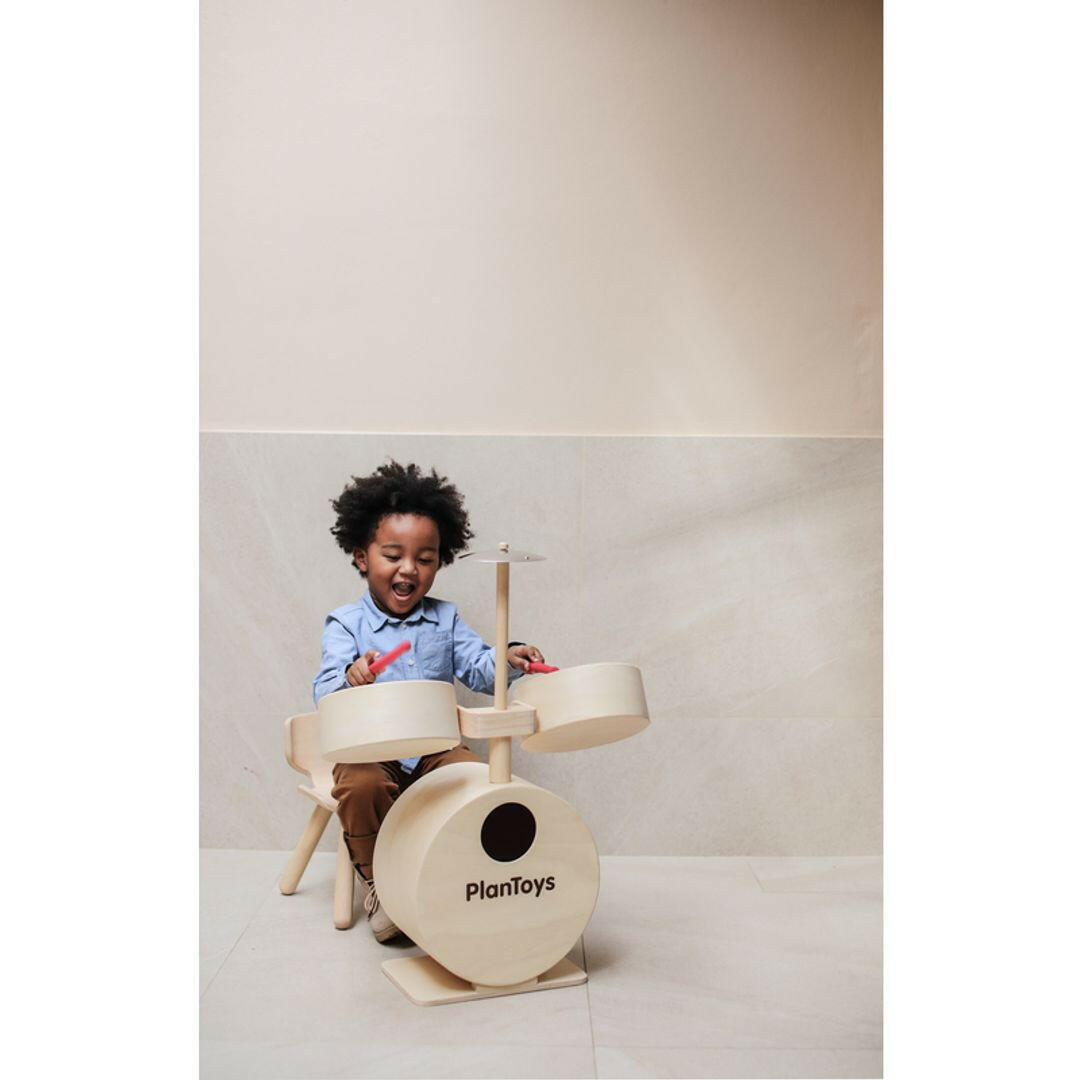 Wooden Drum Set Toy for Toddlers & Children 3+  PlanToys   