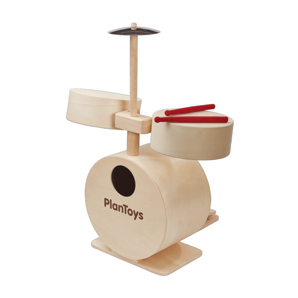 Wooden Drum Set Toy for Toddlers & Children 3+  PlanToys   