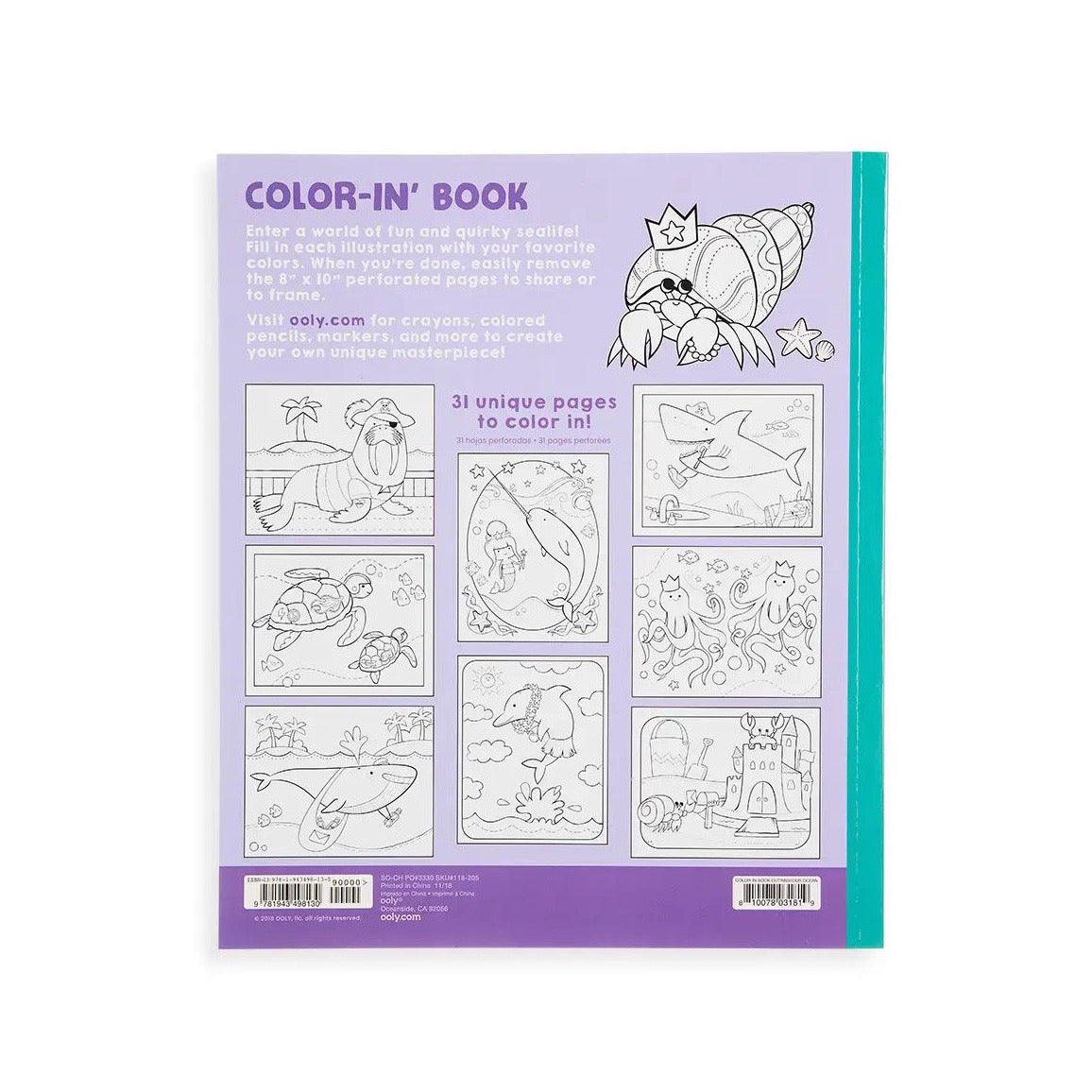 Color-in Book - Outrageous Ocean Art Supplies OOLY - Art & School Supplies   