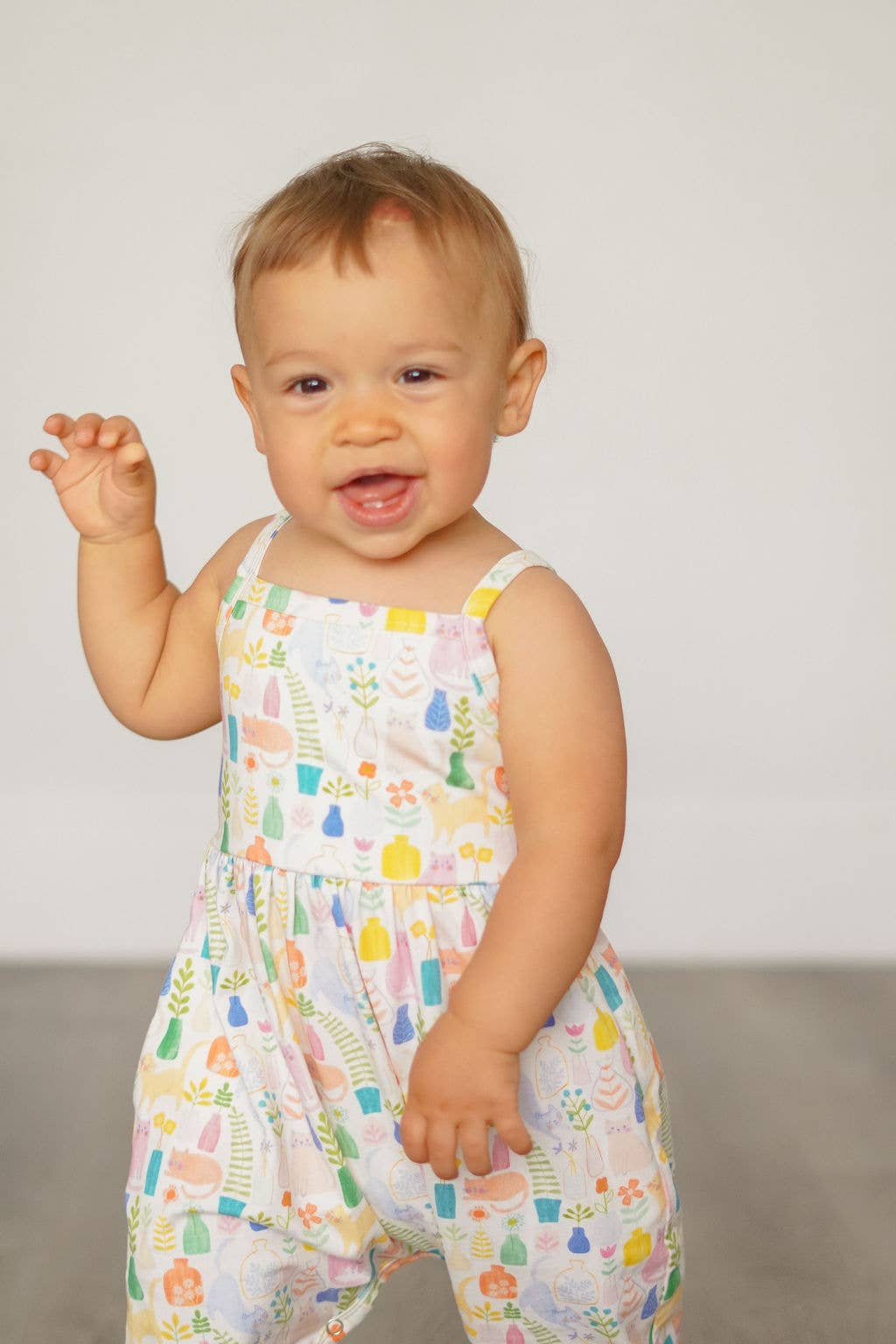 Camila Romper in Kitty Cats romper Ollie Jay   