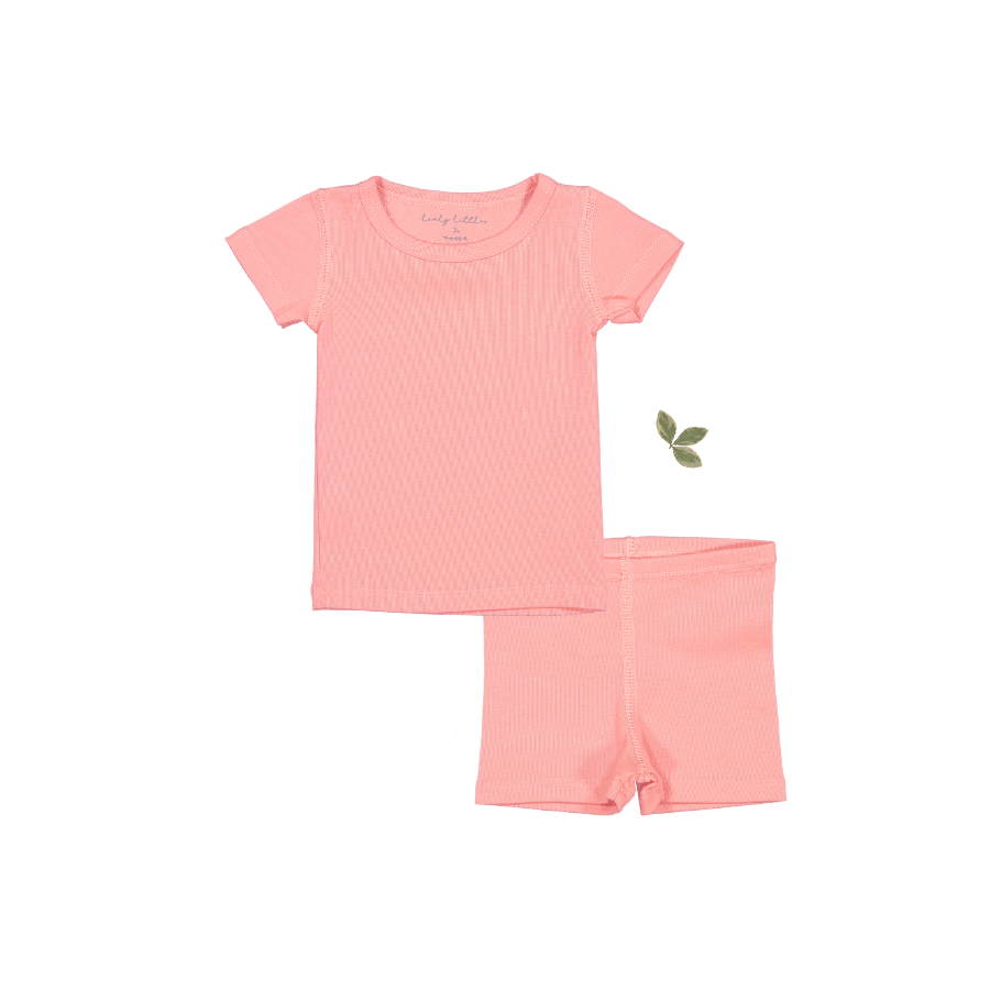 Short Sleeve Tee + Short  Lovely Littles 8y Coral 