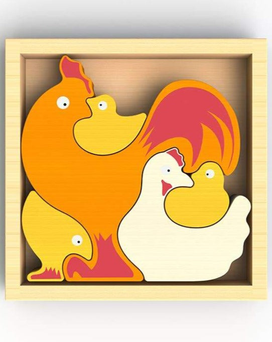 Chicken Family Puzzle Wooden Toys BeginAgain   