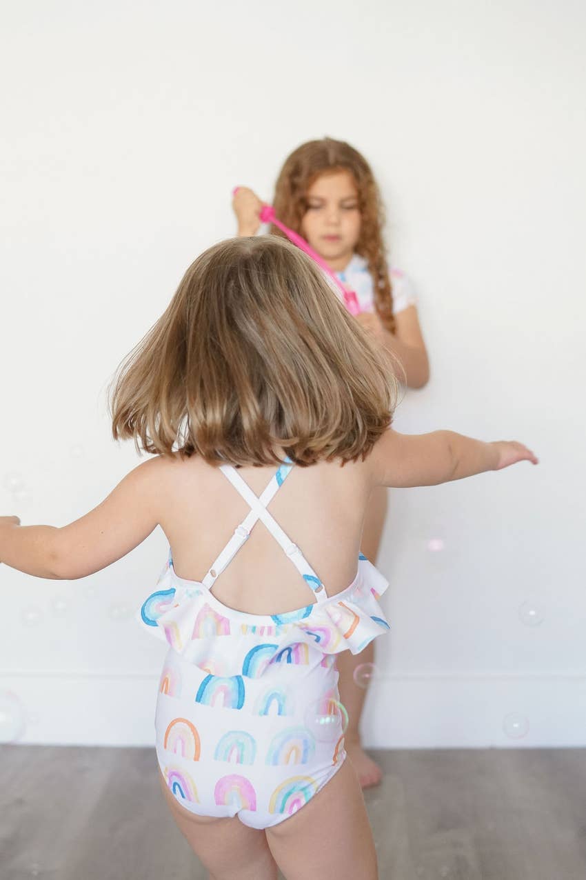 Makayla Swim in Watercolor Rainbow  Ollie Jay   