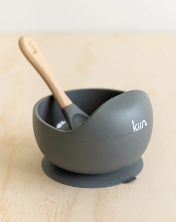 Silicone Bowl and Spoon set Storm | Kiin Baby