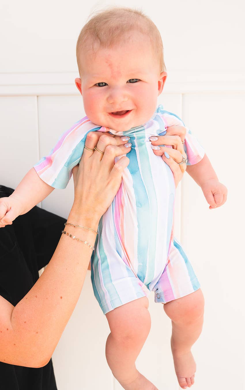 Baby Swimsuit in Watercolor Stripe swim Ollie Jay   