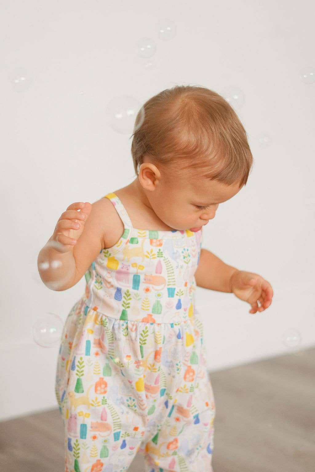 Camila Romper in Kitty Cats romper Ollie Jay   