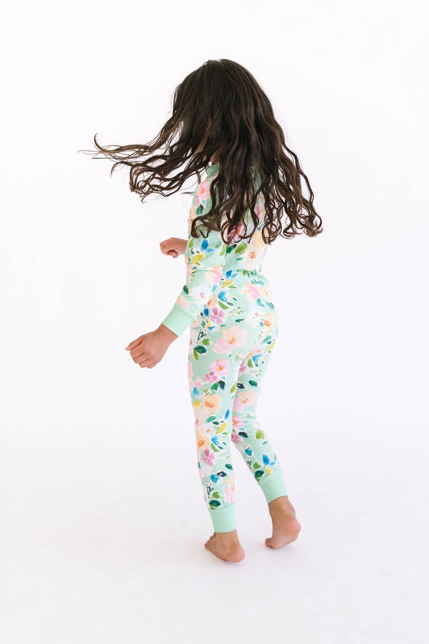 2 Piece Pajama Set in Watercolor Floral  Ollie Jay   