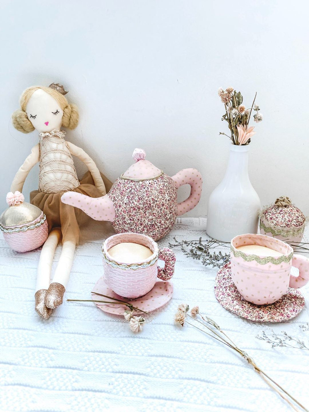 Floral Stuffed Toy Tea Set Stuffed Toy MON AMI   