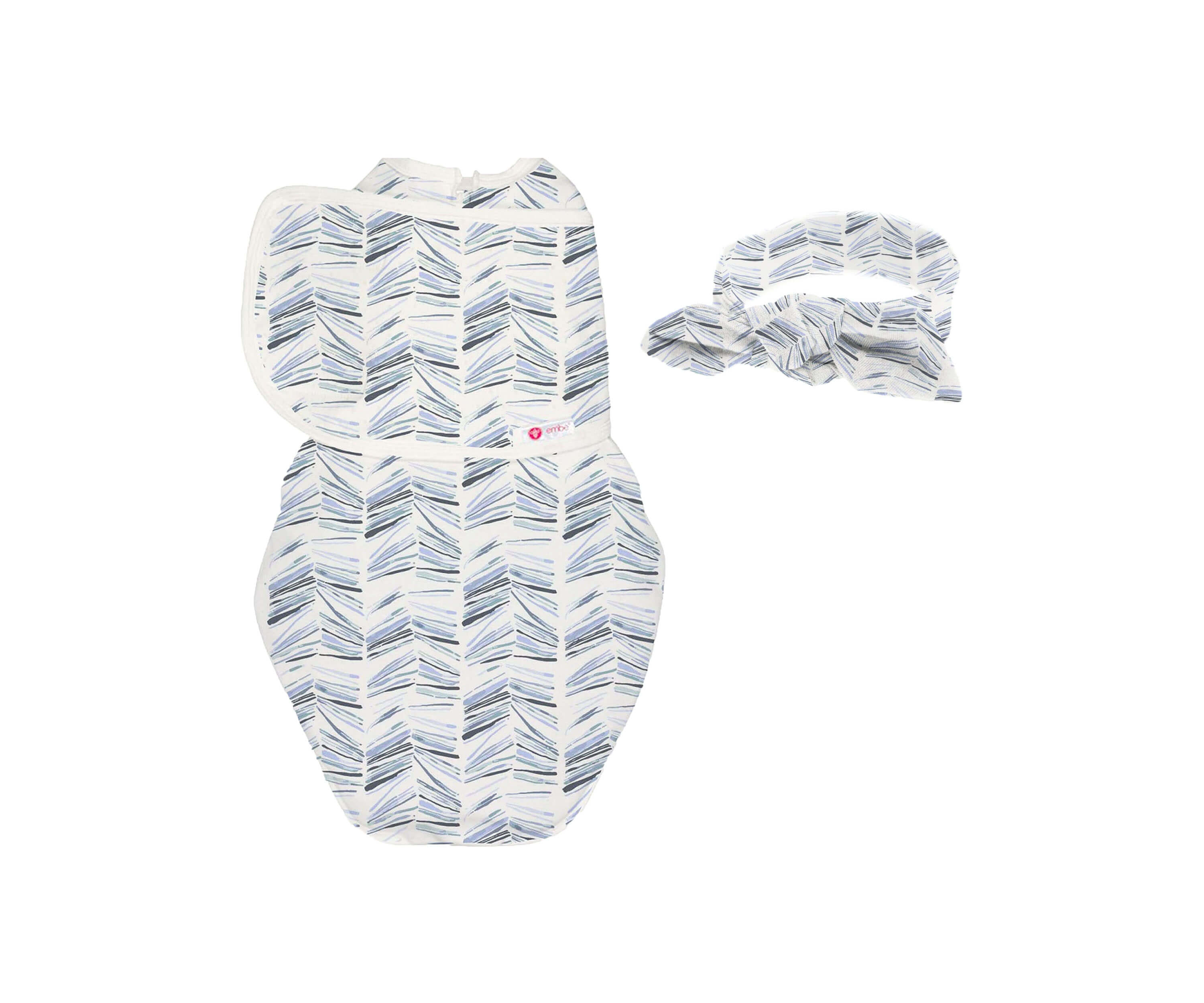 Headband and Starter Swaddle Original Bundle Swaddling Blankets embé® Angle Stripes Newborn (6-14lbs) 