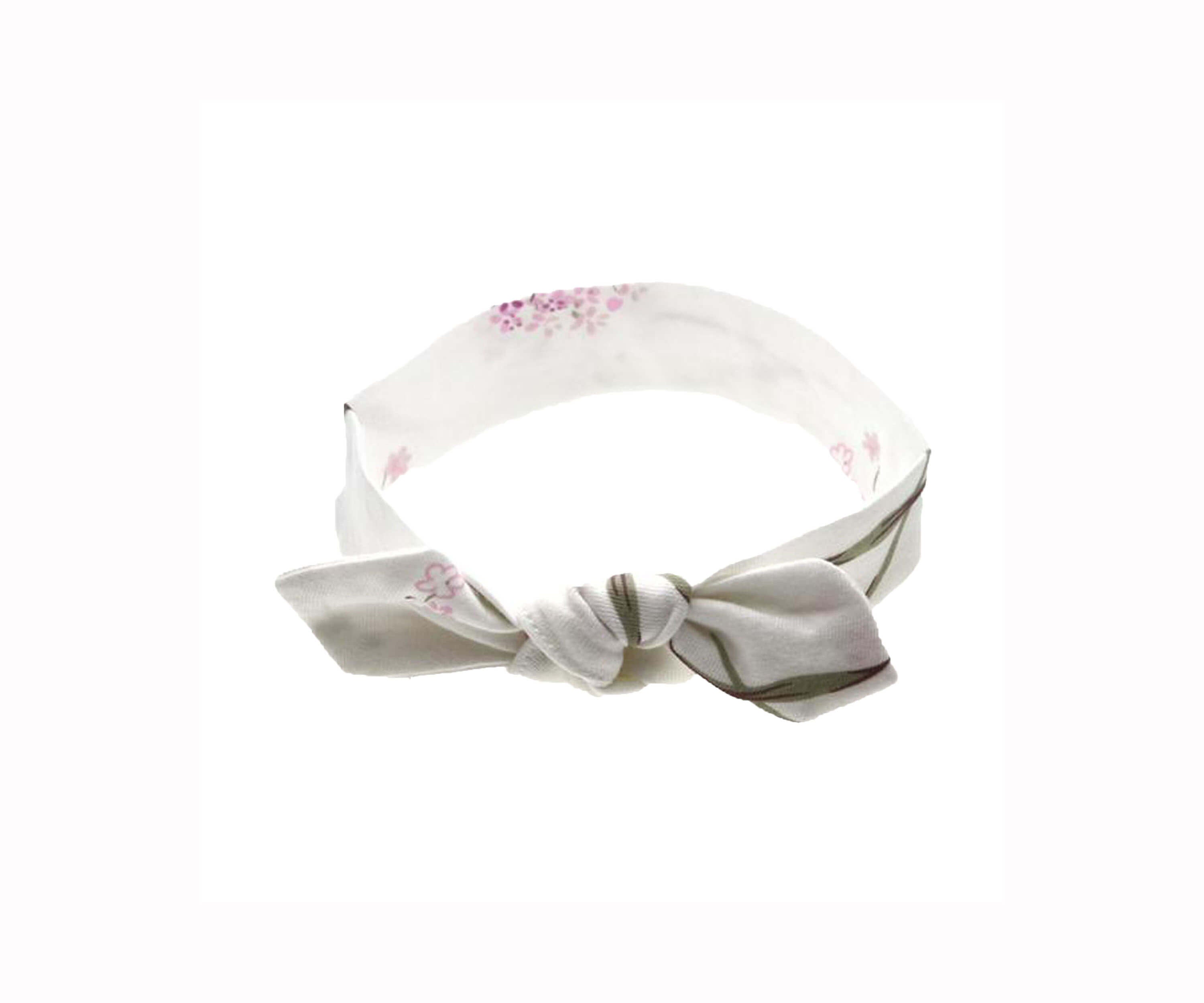 Bow Headband 100% Cotton Jersey embé® Clustered Flowers Newborn (6-14lbs) 