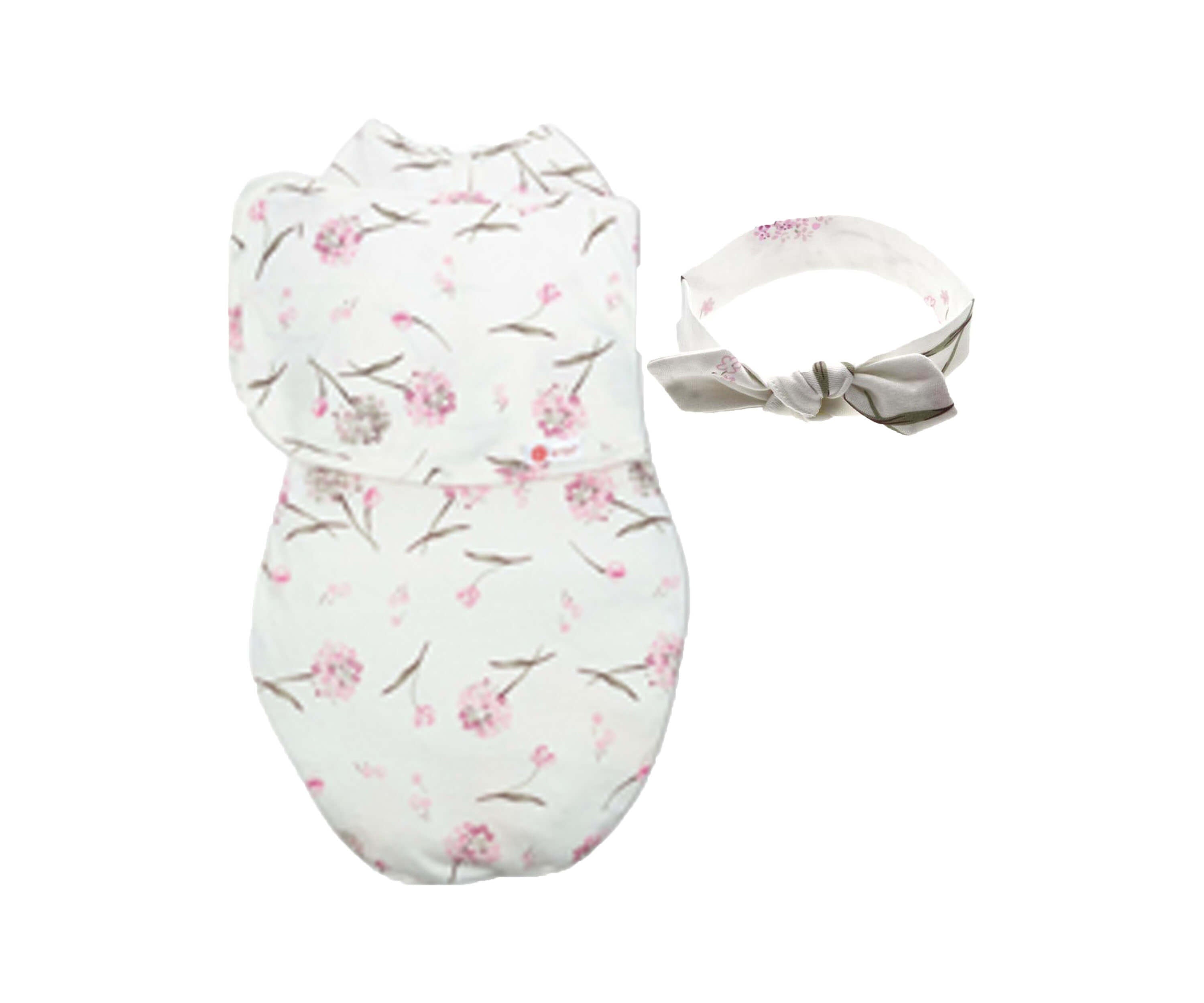 Headband and Starter Swaddle Original Bundle Swaddling Blankets embé® Clustered Flowers Newborn (6-14lbs) 