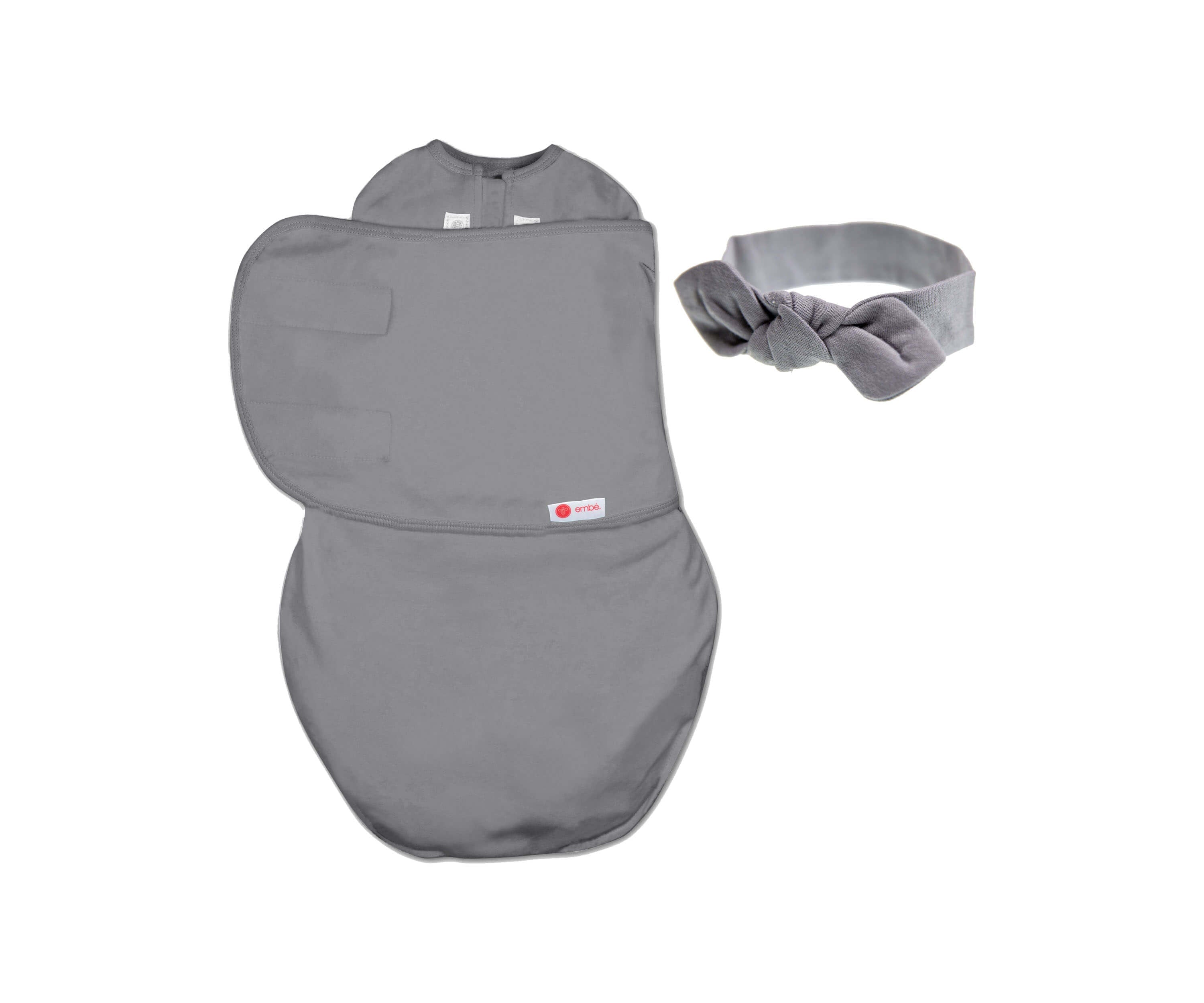 Headband and Starter Swaddle Original Bundle Swaddling Blankets embé® Slate Newborn (6-14lbs) 