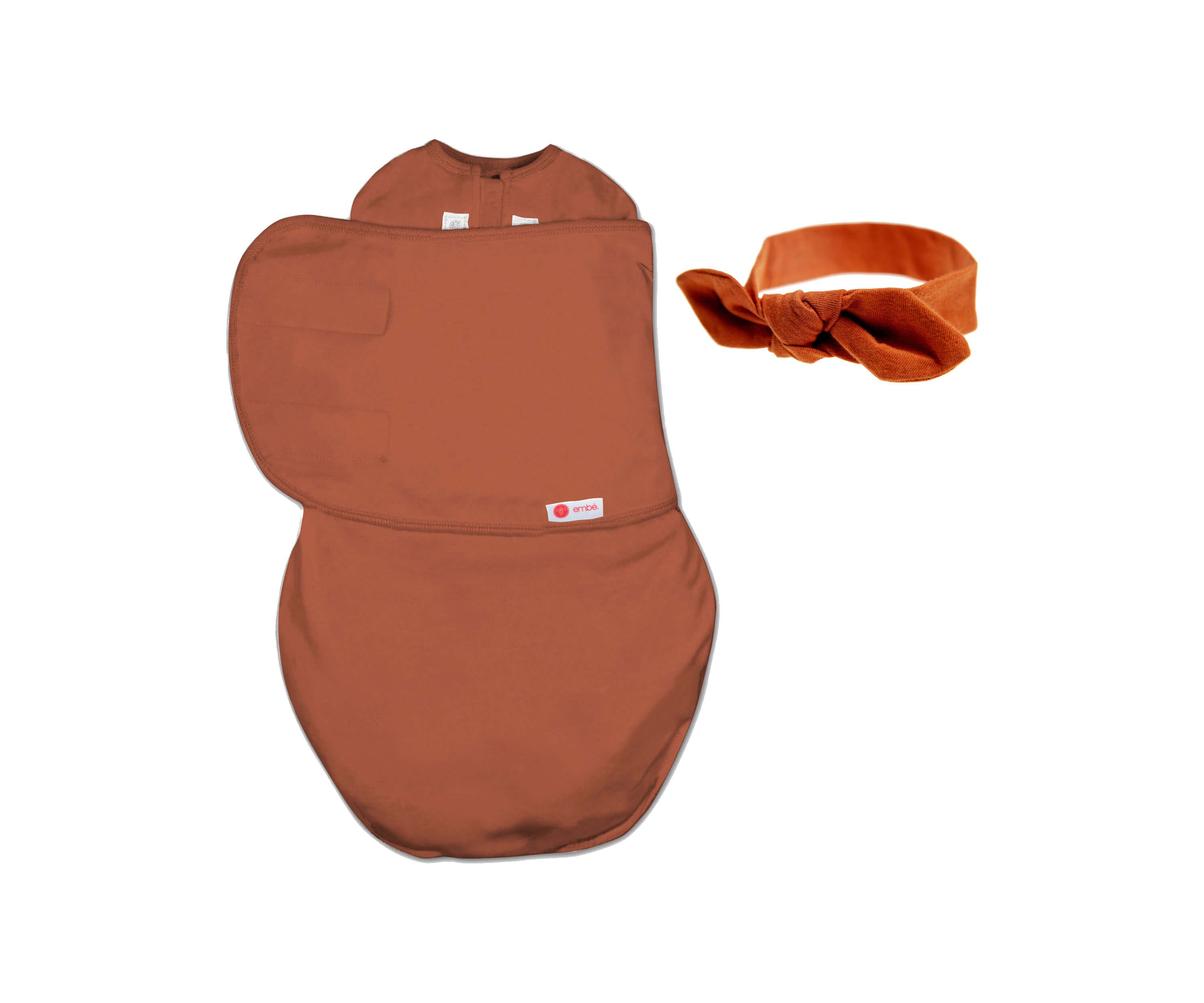 Headband and Starter Swaddle Original Bundle Swaddling Blankets embé® Rust Newborn (6-14lbs) 