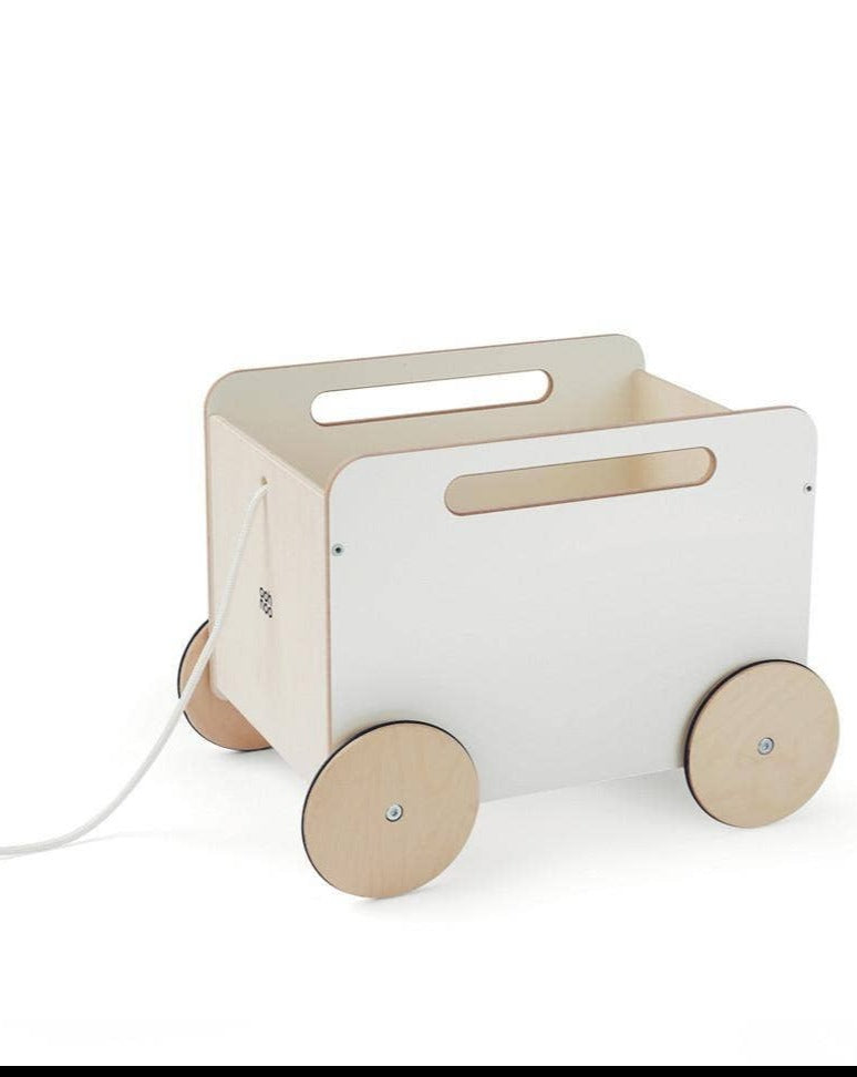 Wooden Wagon White Toy Chest on Wheels by Ooh Noo