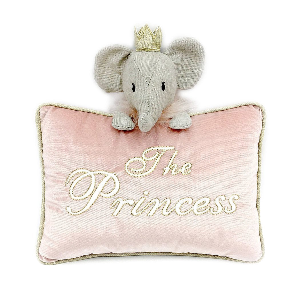 The Princess' Pink Velvet Accent Pillow 'Etta The Elephant' Room Decor MON AMI   