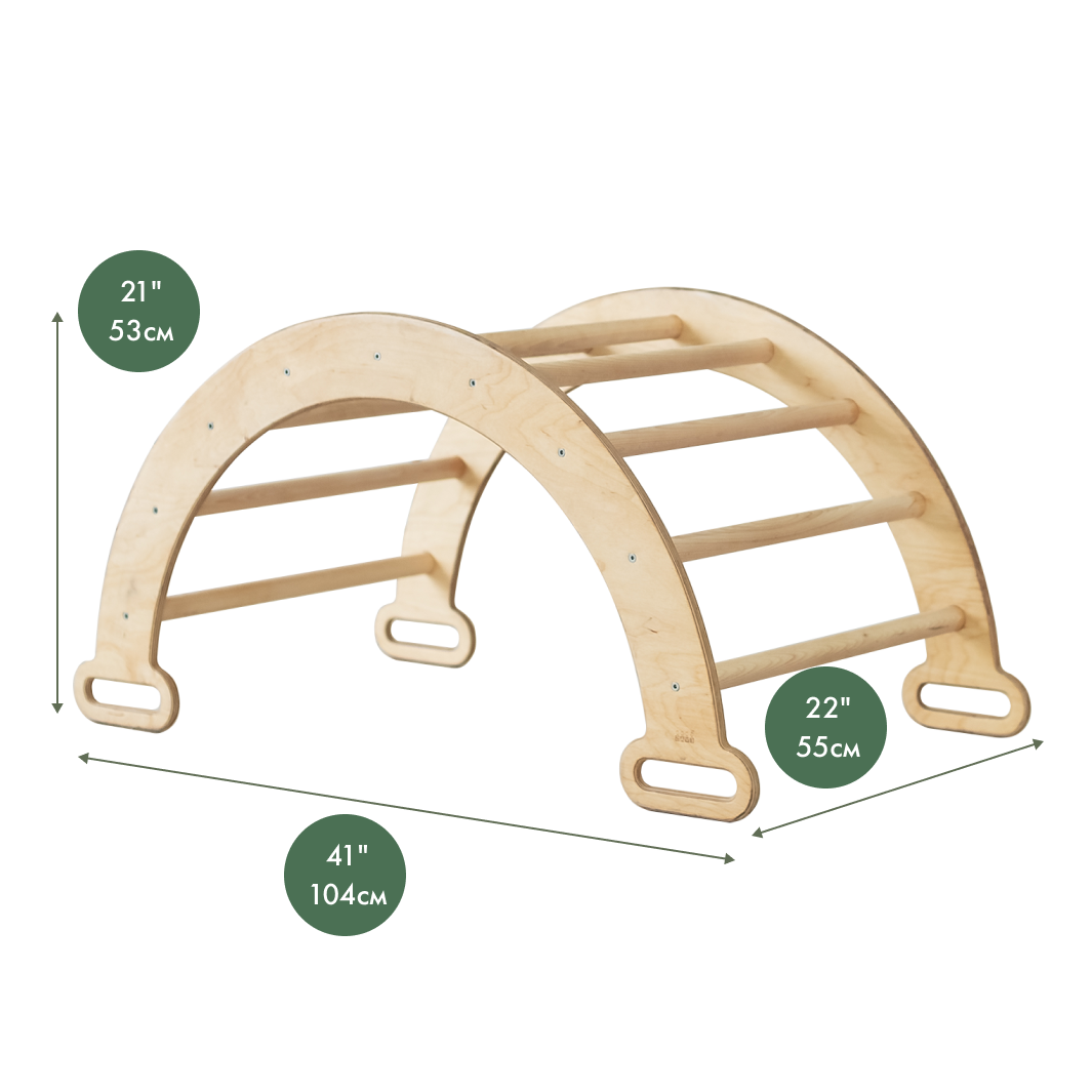 Climbing Arch & Rocker Balance - Montessori Climbers for Kids 1-7 y.o. – Beige Single Ladders Goodevas   