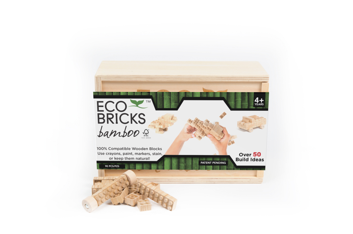 Eco-bricks Bamboo - 90 Piece Blocks Once Kids   