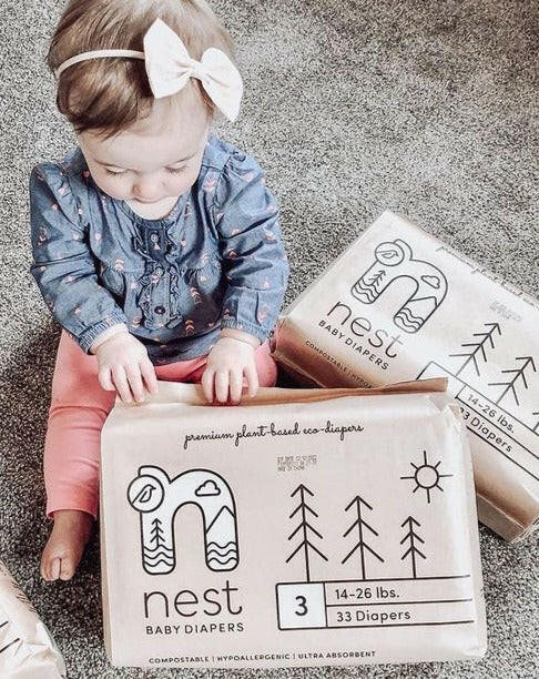 Sustainable Plant Based  Baby Diapers -Size 3 Baby Essentials Nest Diapers   