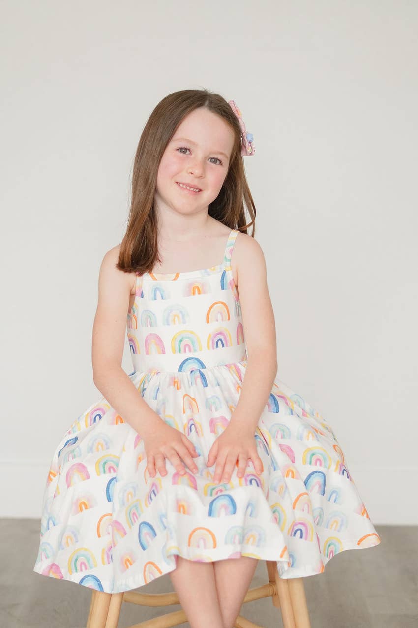 Camila Dress in Watercolor Rainbow dress Ollie Jay   