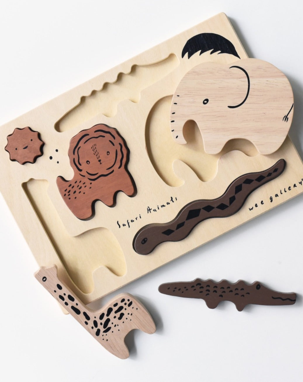 Wooden Tray Puzzle - Safari Animal Kids Toys Wee Gallery   