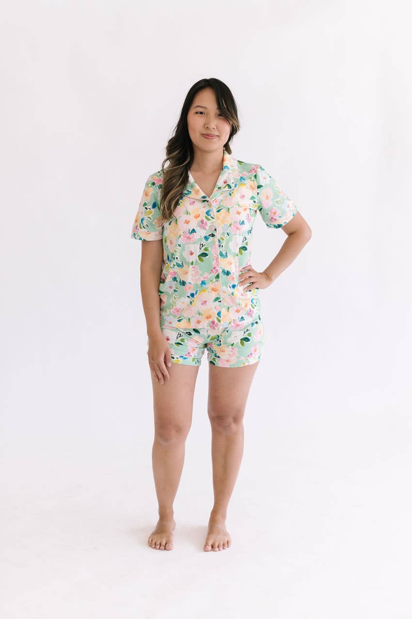 2 Piece Mama Pajama Short Set in Watercolor Floral  Ollie Jay   