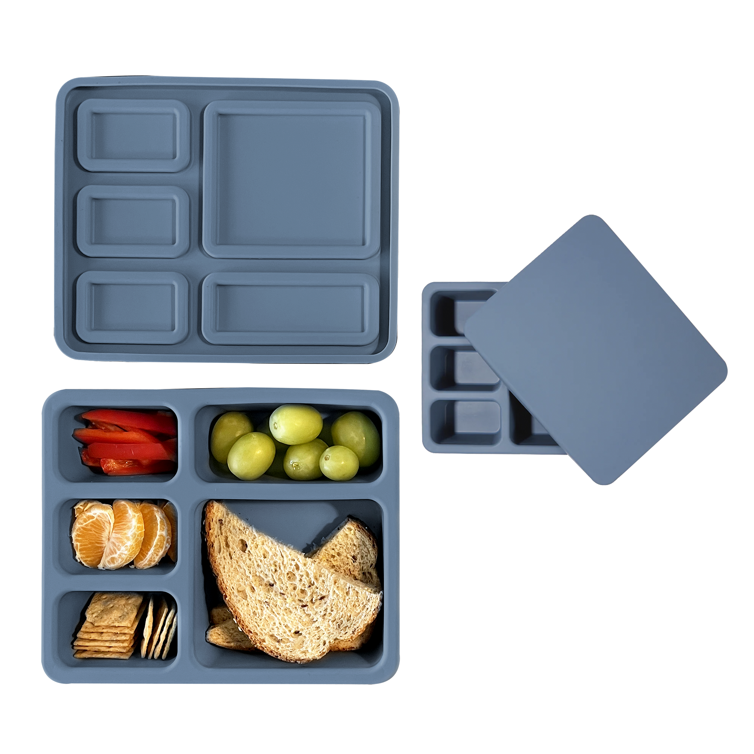 Silicone Bento Box Solid Newport Blue  Austin Baby Collection   