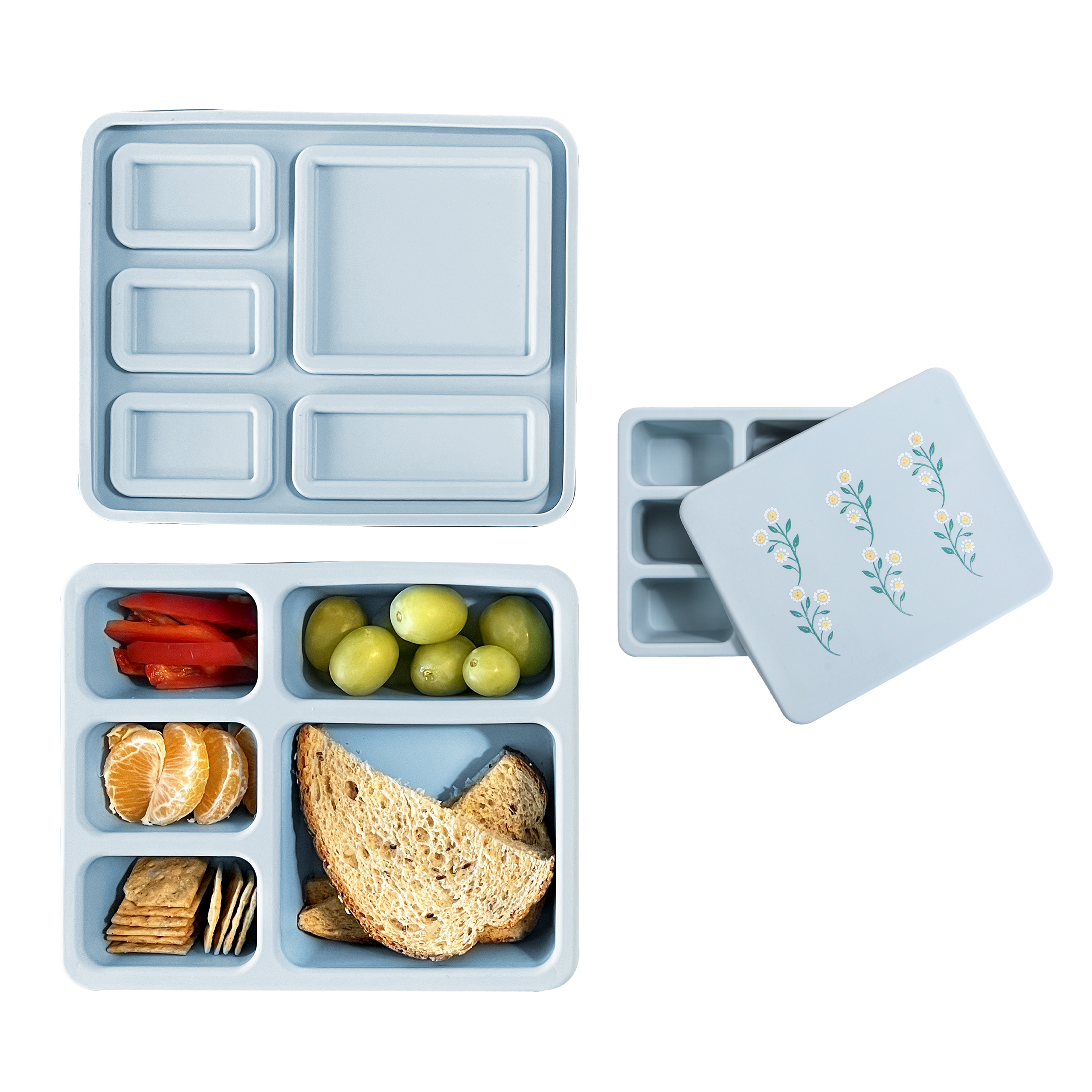 Silicone Bento Box Wildflower Chambray Blue  Austin Baby Collection   