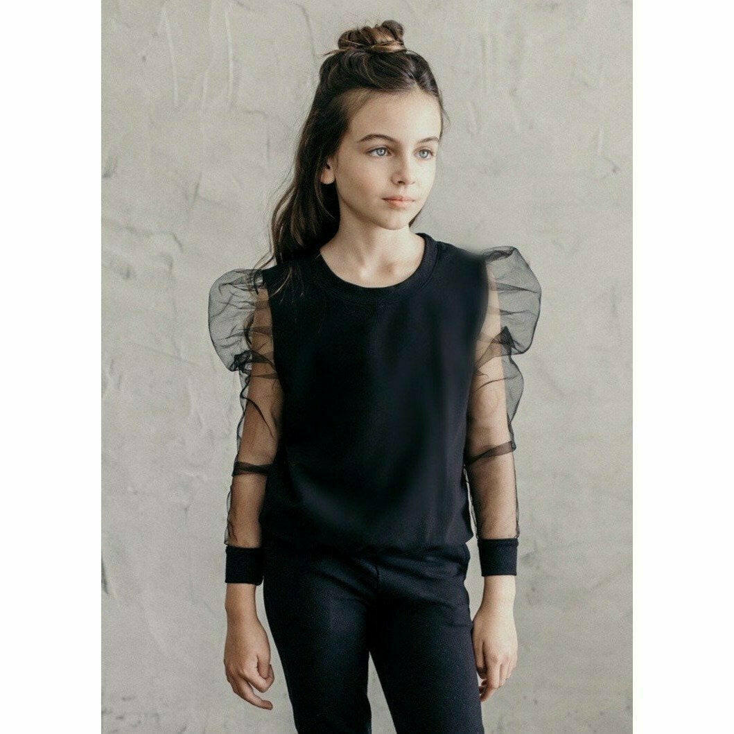 Organic Jolie Top Mesh Sleeves Top Be Mi Los Angeles   
