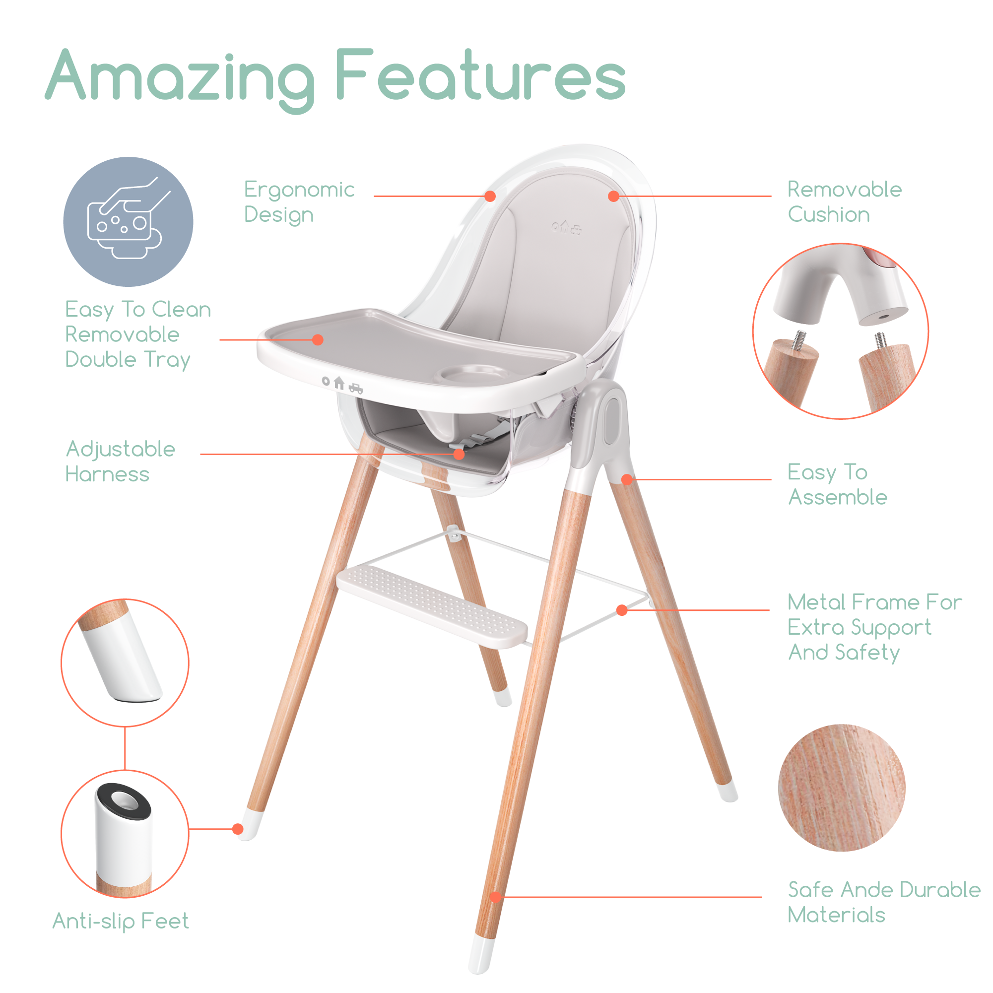 Children of Design 6 in 1 Deluxe High Chair  Children of Design   