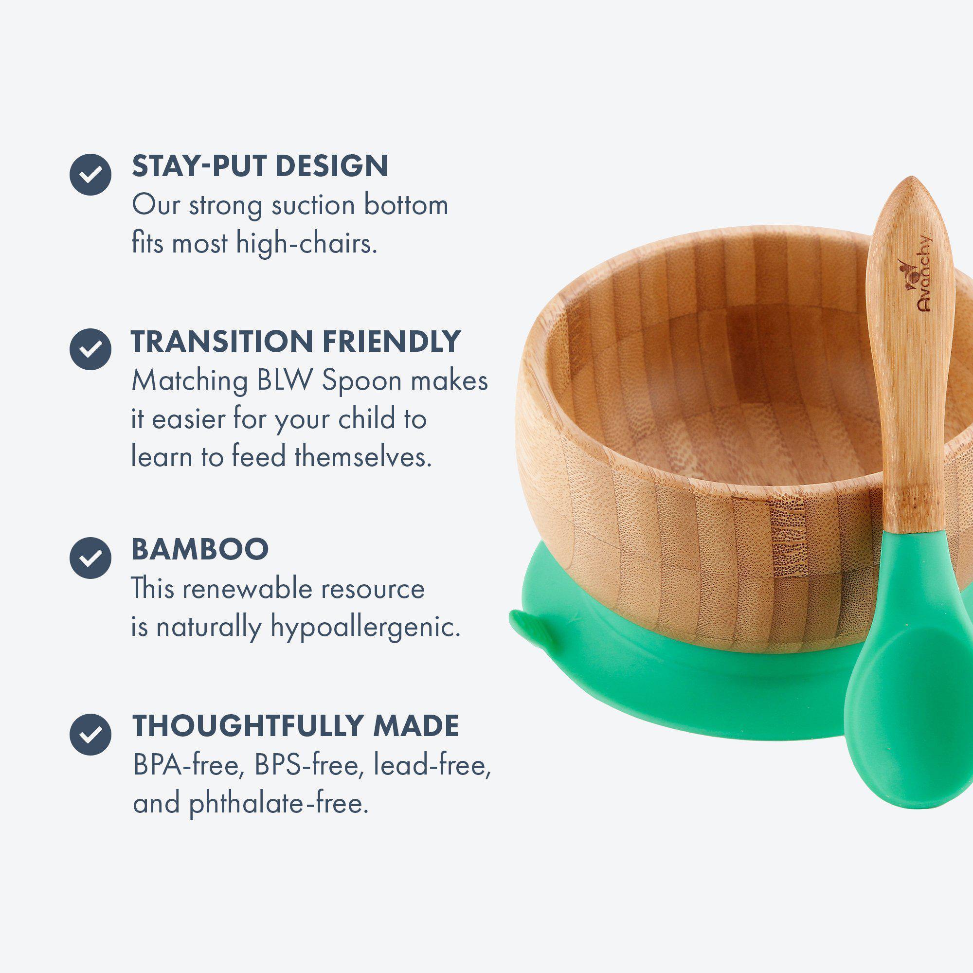 Avanchy Bamboo Suction Baby Bowl + Spoon Baby Feeding Avanchy Sustainable Baby Dishware   