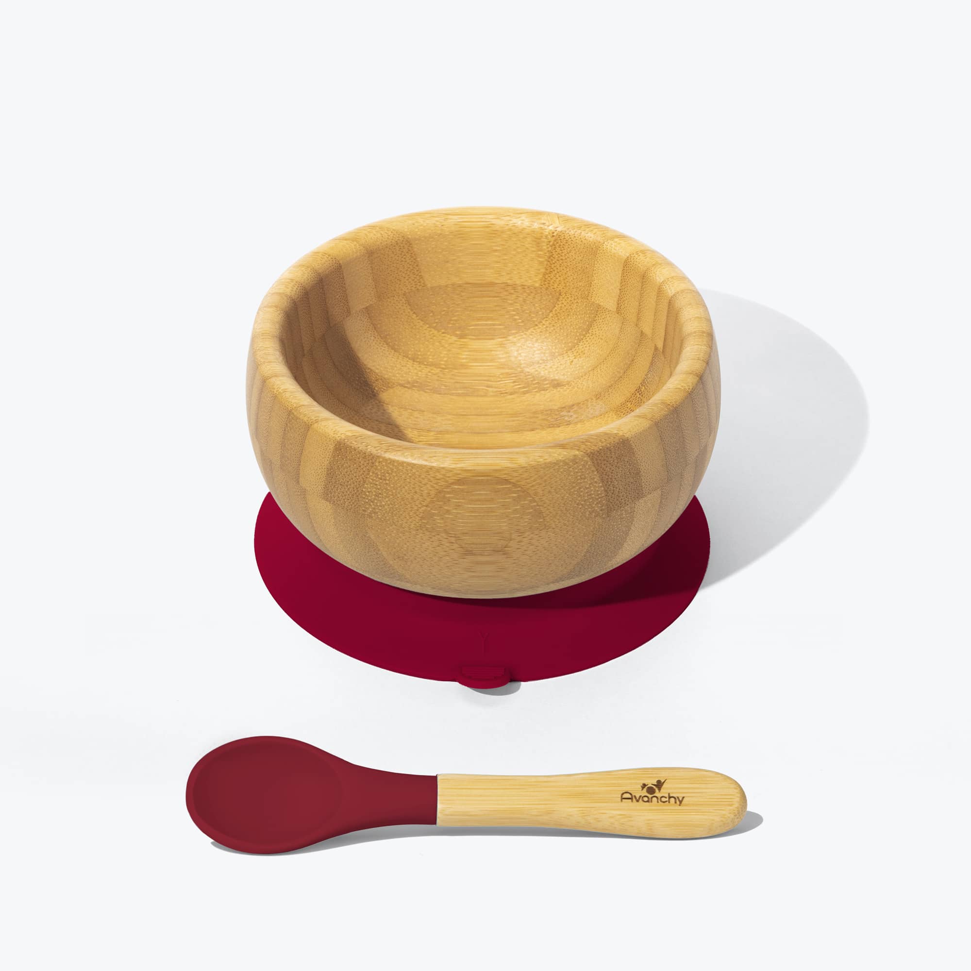 Avanchy Bamboo Suction Baby Bowl + Spoon Baby Feeding Avanchy Sustainable Baby Dishware Magenta  