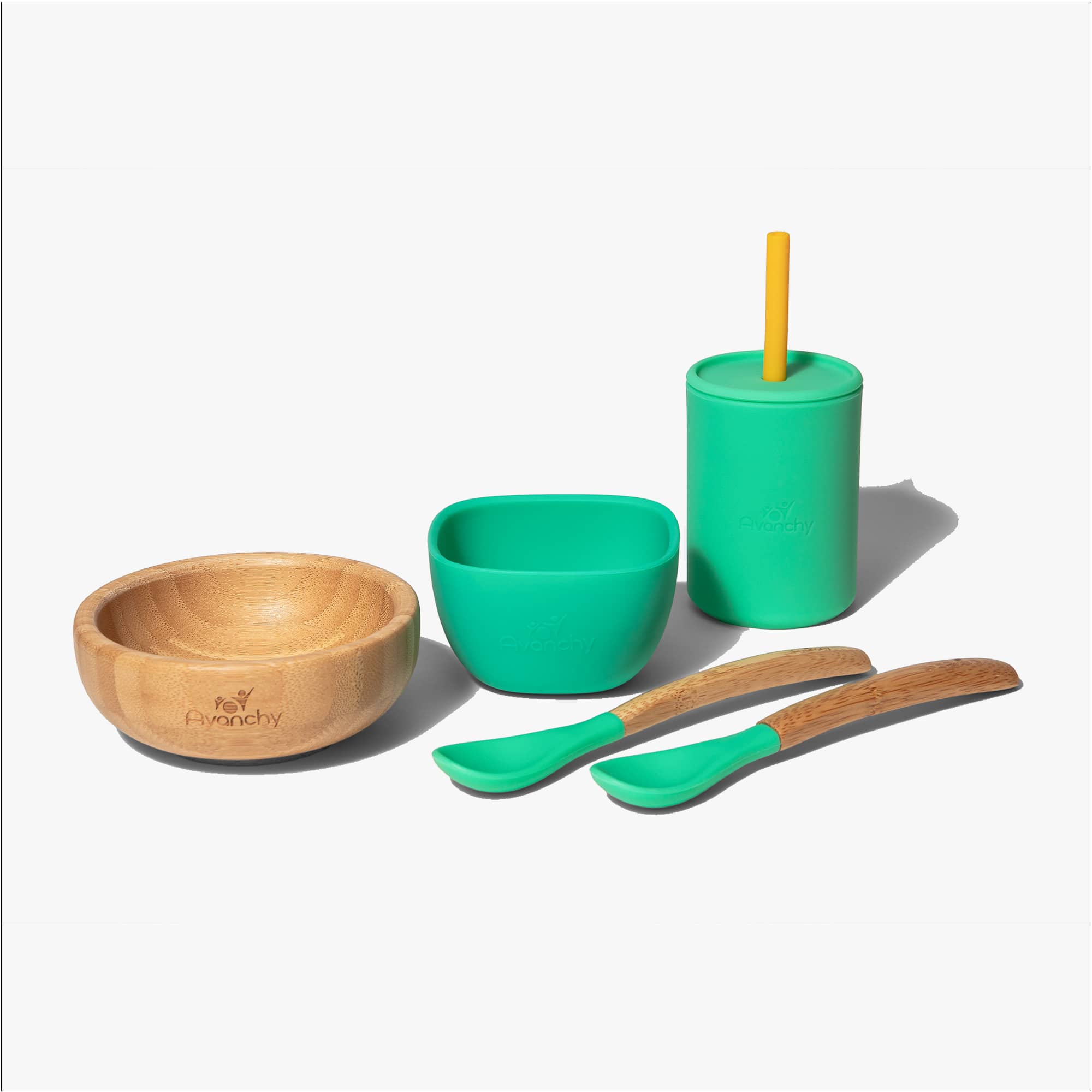 Avanchy La Petite Bamboo Mini Bowl Infant Feeding Avanchy Sustainable Baby Dishware Family Set Green 